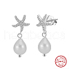Mother's Day Jewellery S925 Sterling Silver Starfish Dangle Stud Earrings EJEW-M096-03P-2
