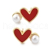 Heart Brass Stud Earrings EJEW-C141-01G-03-4