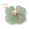 Natural Green Aventurine Clover Pendants PALLOY-JF03180-02-3
