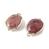 Natural Strawberry Quartz Faceted Oval Connector Charms G-H323-02G-01-2