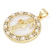 Rack Plating Brass Micro Pave Clear Cubic Zirconia Pendants KK-P287-36F-G-2