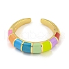 Rack Plated Brass Enamel Open Cuff Rings RJEW-Z042-03G-2
