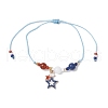 Independence Day Natural Carnelian & White Jade & Dyed Yellow Jade Gemstone Round Beads Braided Bracelets BJEW-MZ00178-03-3