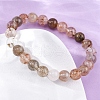 Natural Rutilated Quartz Round Beaded Stretch Bracelets for Men Women BJEW-G743-01E-3