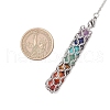 7 Chakra Round Natural Amethyst & Carnelian & Red Jasper & Green Aventurine & Tiger Eye & Synthetic Turquoise Dowsing Pendulums PALLOY-JF03658-01-3