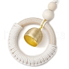 Wood & Cotton Threads Ring Pendant Decorations HJEW-TA00305-4