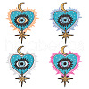 AHADERMAKER 4Pcs 4 Colors Heart with Evil Eye & Moon & Star Pattern Cloth Computerized Embroidery Iron On/Sew On Patches PATC-GA0001-06-1