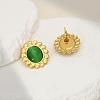 Fashionable Classic Cat Eye Stone Flower Stud Earrings UV0431-1-2