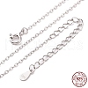 Anti-Tarnish Rhodium Plated 925 Sterling Silver Flat Cable Chain Necklace X-NJEW-A011-01A-P-1