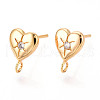 Brass Micro Pave Clear Cubic Zirconia Stud Earring Findings MAK-T011-11G-01-1