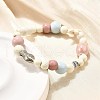 Porcelain Beads & Synthetic Howlite Beads Stretch Bracelets for Women BJEW-D307-02A-5