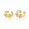Brass Micro Pave Clear Cubic Zirconia Cuff Earrings KK-T074-29G-2