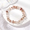 Natural Black Gold Rutilated Quartz Chip Beaded Stretch Bracelets for Men Women BJEW-JB11890-1