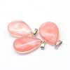 Teardrop Cherry Quartz Glass Pendants G-Q368-09-2