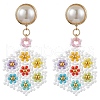 Glass Seed Beads Dangle Stud Earrings EJEW-MZ00324-2