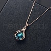 Teardrop Alloy Glass Pendant Necklaces & Stud Dangle Earrings Sets for Women WGD12E0-02-2