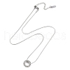 304 Stainless Steel Crystal Rhinestone Round Snake Chain Ring Pendant Necklaces for Women NJEW-Z082-03P-2