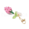 Flower Bud Glass Pearl & Seed Beads Pendant Decorations HJEW-MZ00275-05-4