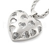 Heart Brass Micro Pave Clear Cubic Zirconia Pendant Necklaces for Women NJEW-S385-04A-P-2