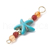 Summer Beach Dyed Synthetic Turquoise Connector Charms PALLOY-JF03746-02-5