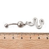 Alloy Rhinestone Snake Curved Barbell Belly Rings AJEW-R007-03P-01-4