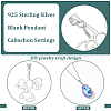 BENECREAT 1Pc Rhodium Plated 925 Sterling Silver Pendant Blank Shape Cabochon Settings STER-BC0002-51-4