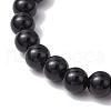 2Pcs Valentine's Day Natural Mashan Jade & Black Onyx Round Beads Stretch Bracelets for Couple BJEW-JB11649-5