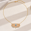 Brass Pave Sky Blue Cubic Zirconia Hollow Oval Tassel Pendant Necklaces for Women MV0770-3