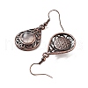 Natural Rose Quartz Teardrop Dangle Earrings EJEW-B055-02R-19-2