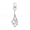 Stainless Steel Braided Chain Macrame Pouch Empty Stone Holder Pendant Decorations HJEW-JM02056-1