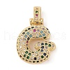 Brass Micro Pave Cubic Zirconia Pendants ZIRC-P121-01G-G-1