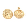 Texture Flat Round 304 Stainless Steel Stud Earrings for Women EJEW-K278-24G-2