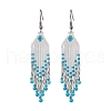 304 Stainless Steel Seed Bead Glass Tassel Dangle Earrings EJEW-MZ00432-02-2