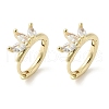Brass Clear Cubic Zirconia Hoop Earrings EJEW-Q014-27G-3