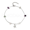 Natural Fluorite Chip Bead Chain Anklets AJEW-AN00671-01-2