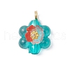 Luminous Transparent Resin Flower Pendants PALLOY-JF03759-01-3