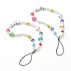 ABS Plastic Imitation Pearl and Imitate Austrian Crystal Bicone Glass Beads Mobile Straps HJEW-JM00554-2