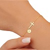 Brass Flat Round with Letter Pattern Charm Bracelets FS-WG462DF-01-2