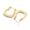 Texture Rectangle 304 Stainless Steel Hoop Earrings for Women EJEW-C067-08G-2