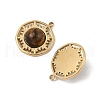 304 Stainless Steel Pave Natural Tiger Eye Pendants STAS-P380-21G-02-2