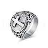 Stainless Steel Cross Signet Rings PW-WG22383-06-1