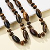 Natural Tiger Eye Beaded Necklaces NJEW-S388-13-2
