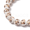 Handmade Flower Printed Porcelain Ceramic Beaded Stretch Bracelets BJEW-JB11910-02-3