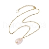 Natural Rose Quartz with Brass Pendants Necklaces NJEW-JN04679-01-4