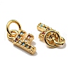 Brass Micro Pave Colorful Cubic Zirconia Charms ZIRC-F092-01-F-2