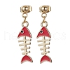 Fishbone Alloy Enamel Stud Earrings EJEW-JE05533-2