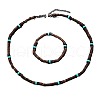 Bohemian Style Coconut Shell with Synthetic Turquoise Rondelle Beaded Necklaces & Bracelets Sets FS-WG8D889-05-2