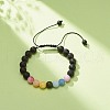 Natural Lava Rock & Mixed Stone Round Braided Bead Bracelet for Women BJEW-JB08385-01-2