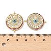 Brass Pave Colorful Cubic Zirconia Disc Connector Charms KK-Q068-52G-3