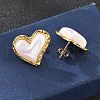 201 Stainless Steel Heart Stud Earrings EJEW-P304-03G-2